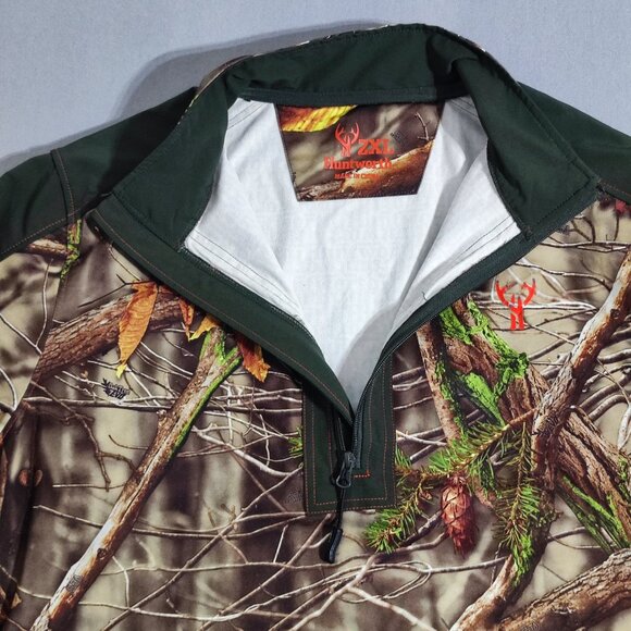 Huntworth sweater men's size 2XL green and tarnen 1/4 zip up neck Hunter wear - Picture 3 of 10